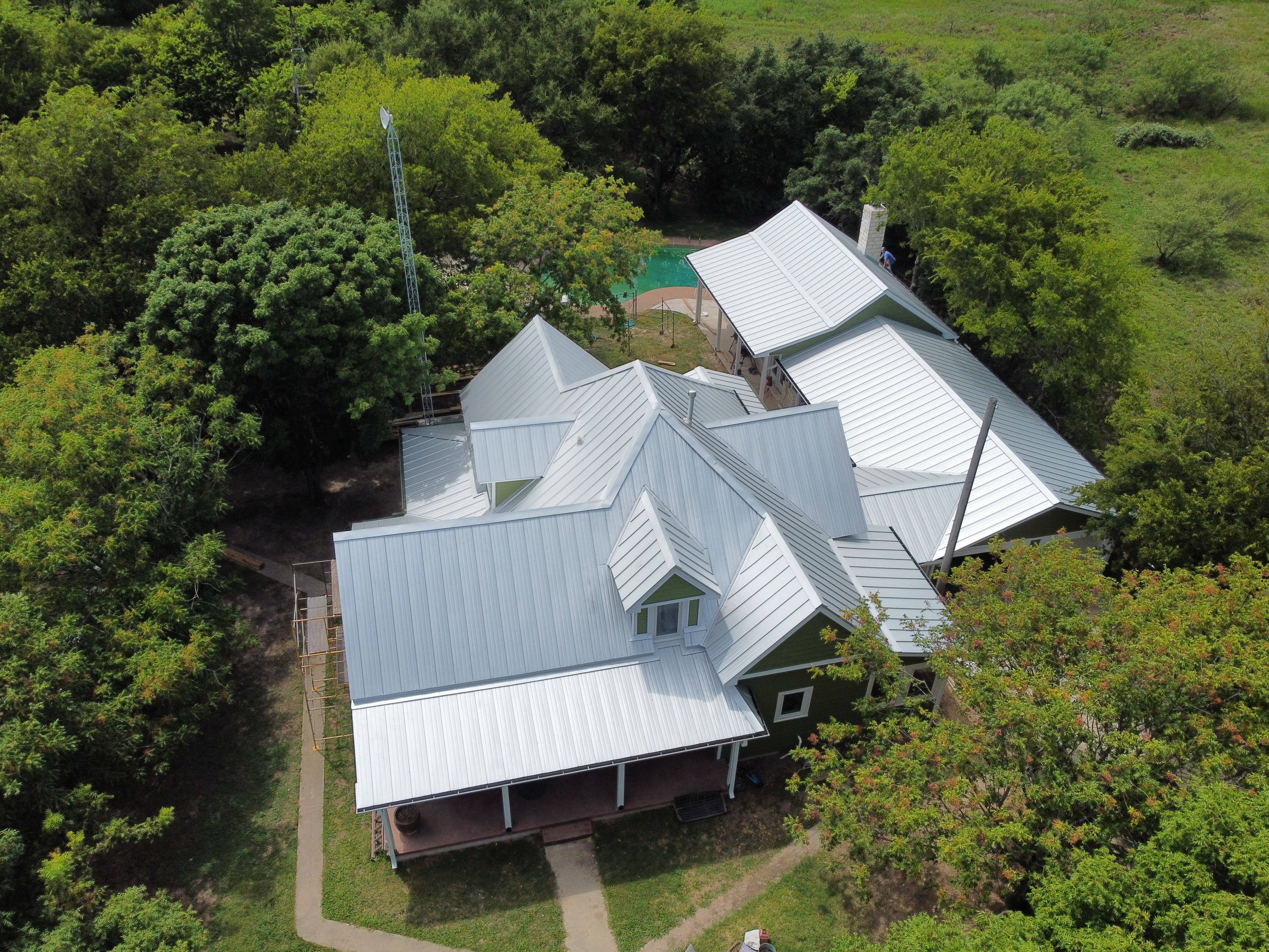 Metal roof installation on a residential home